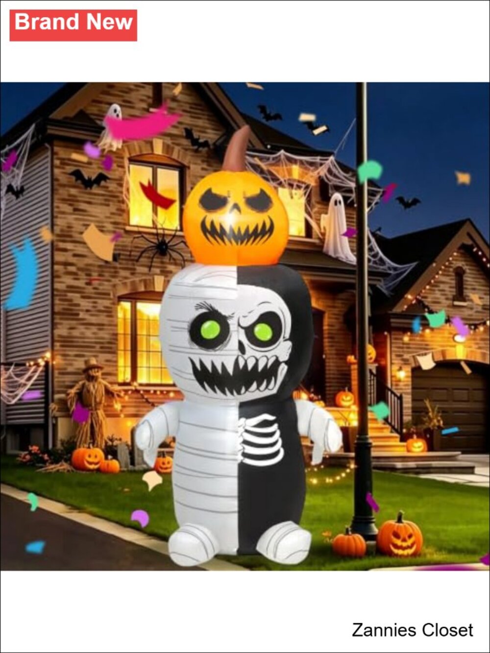 👻 5FT LED Inflatable Pumpkin Zombie Halloween Yard Decoration